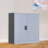 Two-Door Shelf Office Gym Filing Storage Locker Cabinet Safe - Close-Up Angle