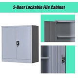 Two-Door Shelf Office Gym Filing Storage Locker Cabinet Safe - Low Angle