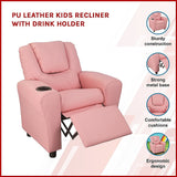 PU Leather Kids Recliner with Drink Holder - Side View