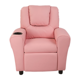 PU Leather Kids Recliner with Drink Holder - Top-Down View