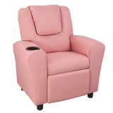 PU Leather Kids Recliner with Drink Holder - 45-Degree Angle