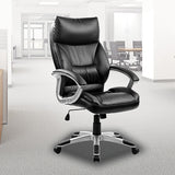 PU Leather Office Chair Executive Padded Black - Front View