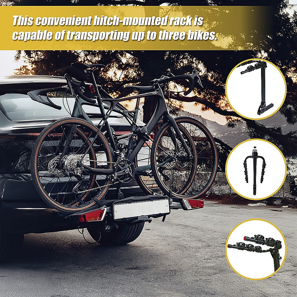 3 Bicycle Rack Hitch Mount Bike Carrier for Car and SUV Tow Bar