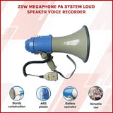 25W Megaphone PA System Loud Speaker Voice Recorder - Side View