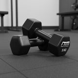 5kg Dumbbells Pair PVC Hand Weights Rubber Coated - Front View