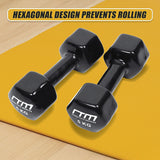 5kg Dumbbells Pair PVC Hand Weights Rubber Coated - Low Angle