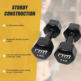 5kg Dumbbells Pair PVC Hand Weights Rubber Coated - Extra Image