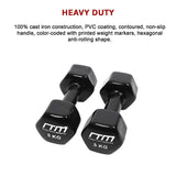 5kg Dumbbells Pair PVC Hand Weights Rubber Coated - Extra Image