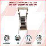Deluxe Aluminium Attic Loft Ladder - 2700mm to 3050mm - Side View