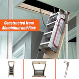 Deluxe Aluminium Attic Loft Ladder - 2700mm to 3050mm - 45-Degree Angle