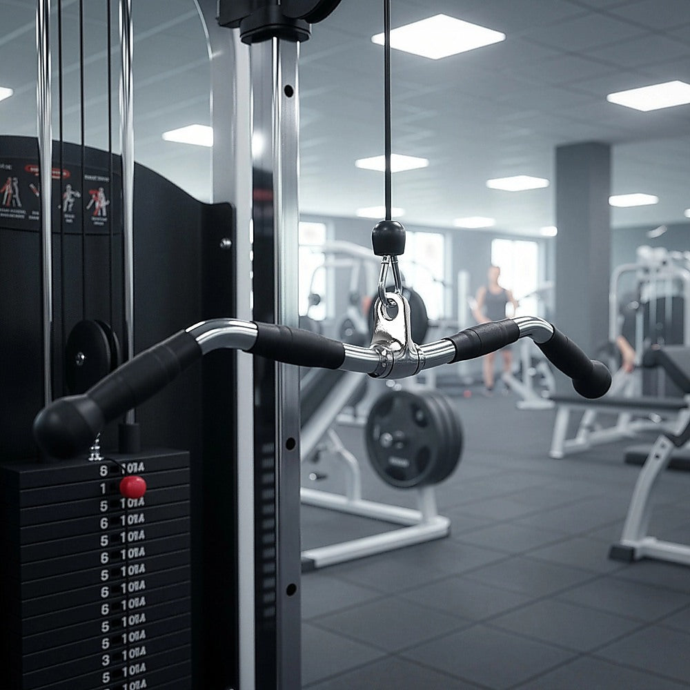 Randy & Travis Rubber-Coated Revolving Curl Row Bar Attachment for Gyms