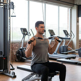 Randy & Travis Rubber-Coated Revolving Curl Row Bar Attachment for Gyms - Rear View