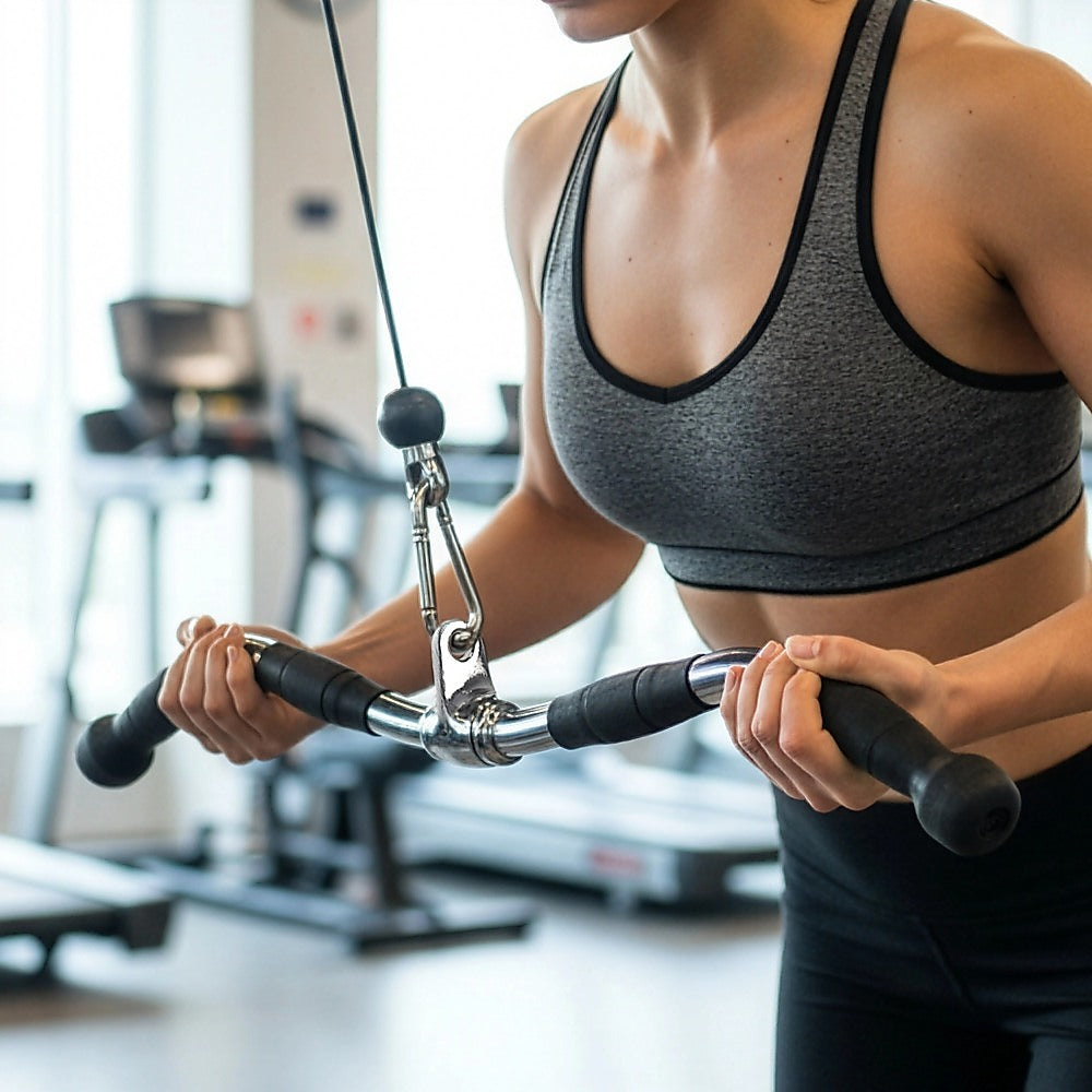 Randy & Travis Rubber-Coated Revolving Curl Row Bar Attachment for Gyms