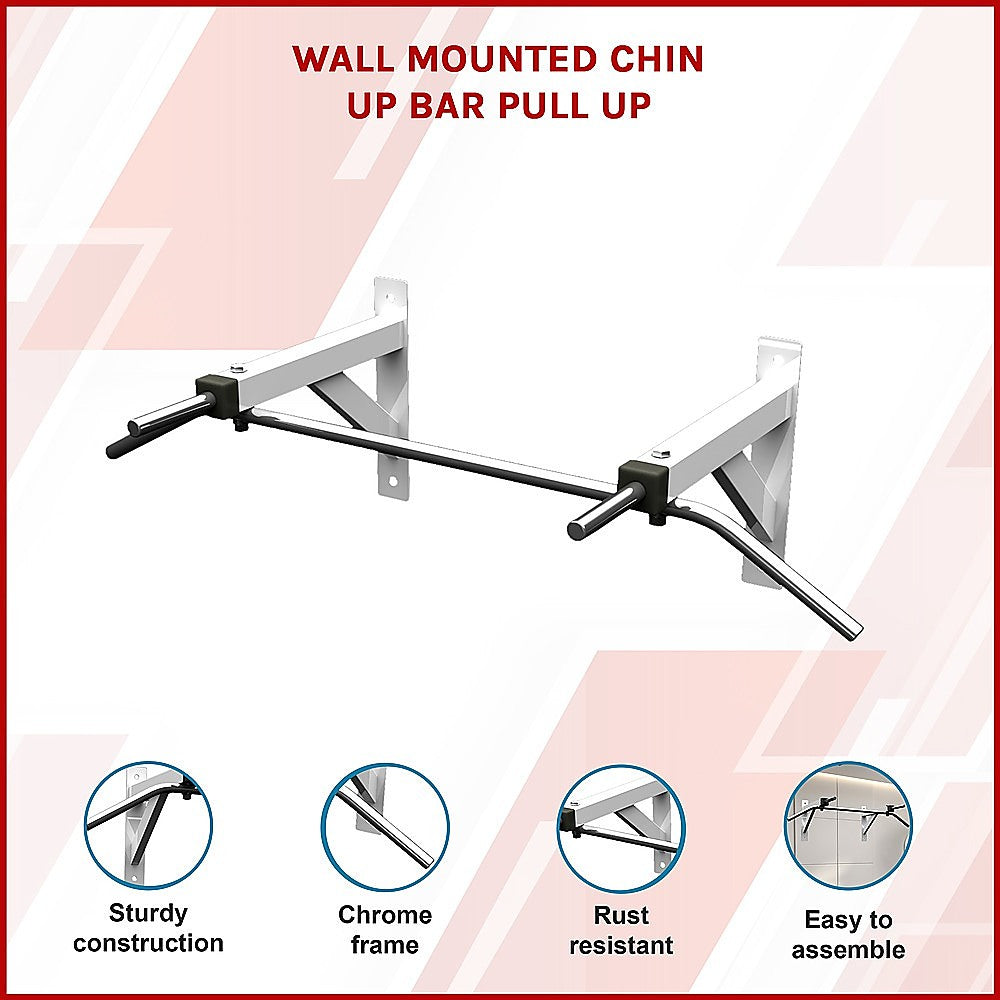 Wall Mounted Chin Up Pull Up Bar  Heavy Duty Home Gym Strength Training