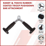 Randy & Travis Rubber-Coated Tricep Pushdown Bar Attachment - Top-Down View