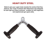 Randy & Travis Rubber-Coated Tricep Pushdown Bar Attachment - Close-Up Angle