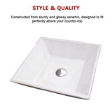 Bathroom Ceramic Rectangular Above Countertop Basin for Vanity - Close-Up Angle