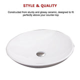 Bathroom Ceramic Oval Above Countertop Basin for Vanity
