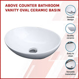 Above Counter Bathroom Vanity Oval Ceramic Basin - Side View