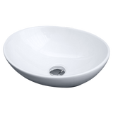 Above Counter Bathroom Vanity Oval Ceramic Basin - Top-Down View