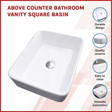 Above Counter Bathroom Vanity Square Basin - Side View