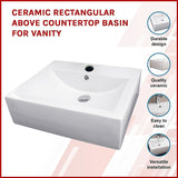 Ceramic Rectangular Above Countertop Basin for Vanity - Front View