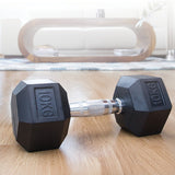 10KG Commercial Rubber Hex Dumbbell Gym Weight - Front View