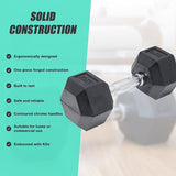 10KG Commercial Rubber Hex Dumbbell Gym Weight - Low Angle