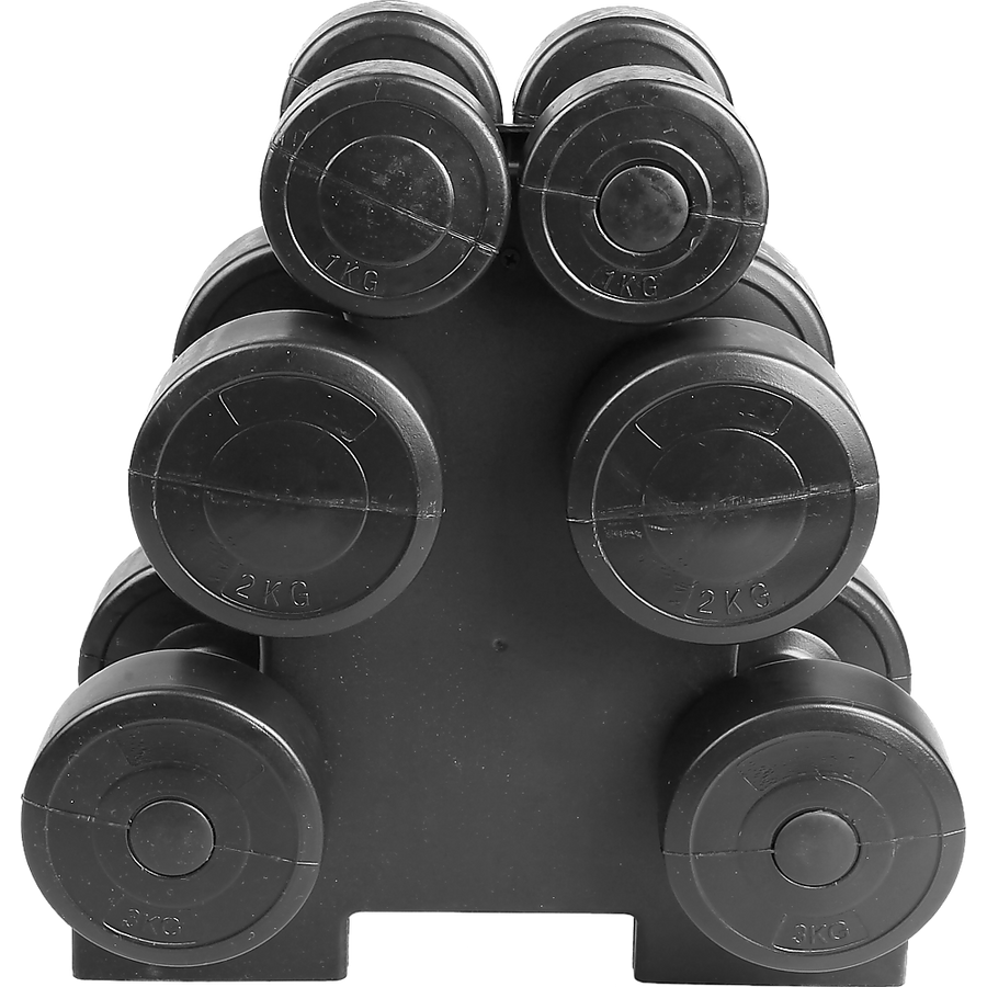 12kg Dumbbell Weights Set with Rack for Home Gym Training