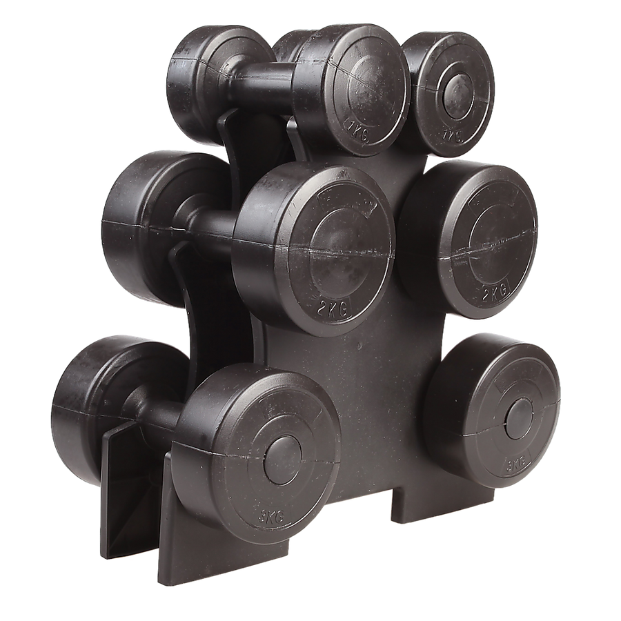 12kg Dumbbell Weights Set with Rack for Home Gym Training