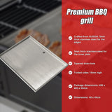 Stainless Steel BBQ Grill Hot Plate 49 X 40CM Premium 304 Grade - Low Angle