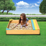 Wooden Kids Backyard Sandbox Children Outdoor Play Toy Sandpit - Front View