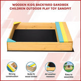 Wooden Kids Backyard Sandbox Children Outdoor Play Toy Sandpit - Side View