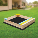 Wooden Kids Backyard Sandbox Children Outdoor Play Toy Sandpit - Rear View