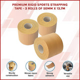Premium Rigid Sports Strapping Tape - 3 Rolls of 50mm X 13.7M - Side View