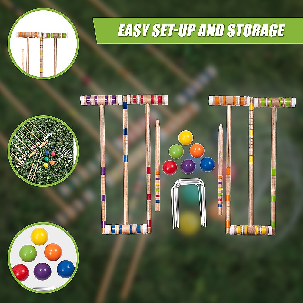 Croquet Set For Up To 6 Players Complete Outdoor Lawn Game Set For Family Gatherings And Events