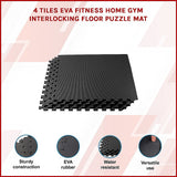 4 Tiles EVA Interlocking Gym Floor Mats  Home Fitness Puzzle Exercise Mat Set