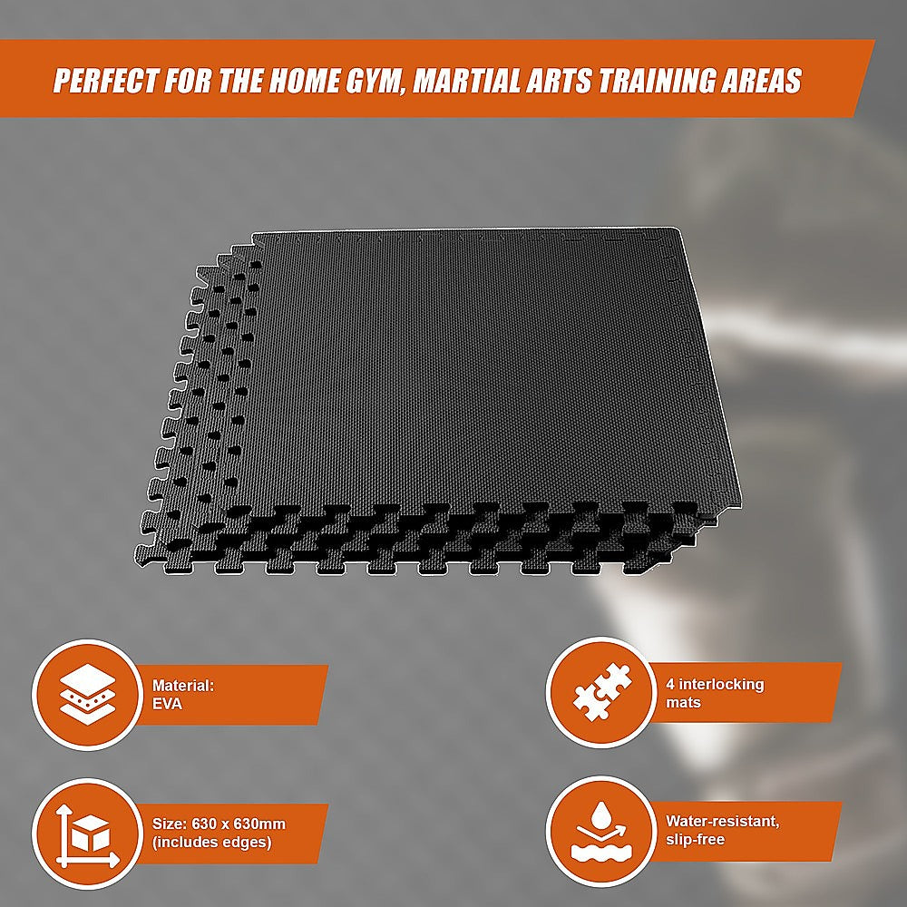 4 Tiles EVA Interlocking Gym Floor Mats  Home Fitness Puzzle Exercise Mat Set