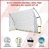 8' x 5' Soccer Football Goal Foot Portable Net Quick Set Up - Side View
