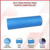 45 x 15cm Physio Yoga Pilates Foam Roller - Side View