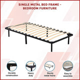 Single Metal Bed Frame - Bedroom Furniture - Side View