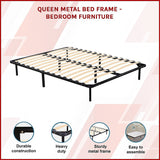 Queen Metal Bed Frame - Bedroom Furniture - 45-Degree Angle