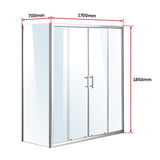 1700 X 700 Sliding Door Safety Glass Shower Screen By Della Francesca - Rear View