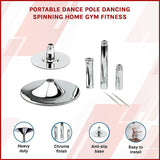Portable Dance Pole Dancing Spinning Home Gym Fitness - Side View