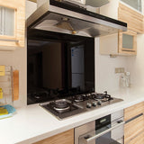 Toughened 60cm x 75cm Black Glass Kitchen Splashback - Front View