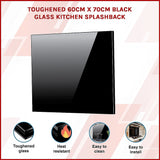 Toughened 60cm x 70cm Black Glass Kitchen Splashback - Side View