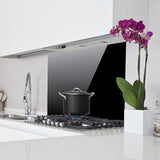 Toughened 90cm x 70cm Black Glass Kitchen Splashback - 45-Degree Angle