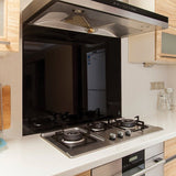 Toughened 90cm x 70cm Black Glass Kitchen Splashback - Front View