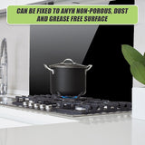 Toughened 90cm x 70cm Black Glass Kitchen Splashback - Close-Up Angle