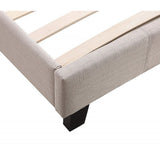 Single Linen Fabric Bed Frame Beige - Top-Down View